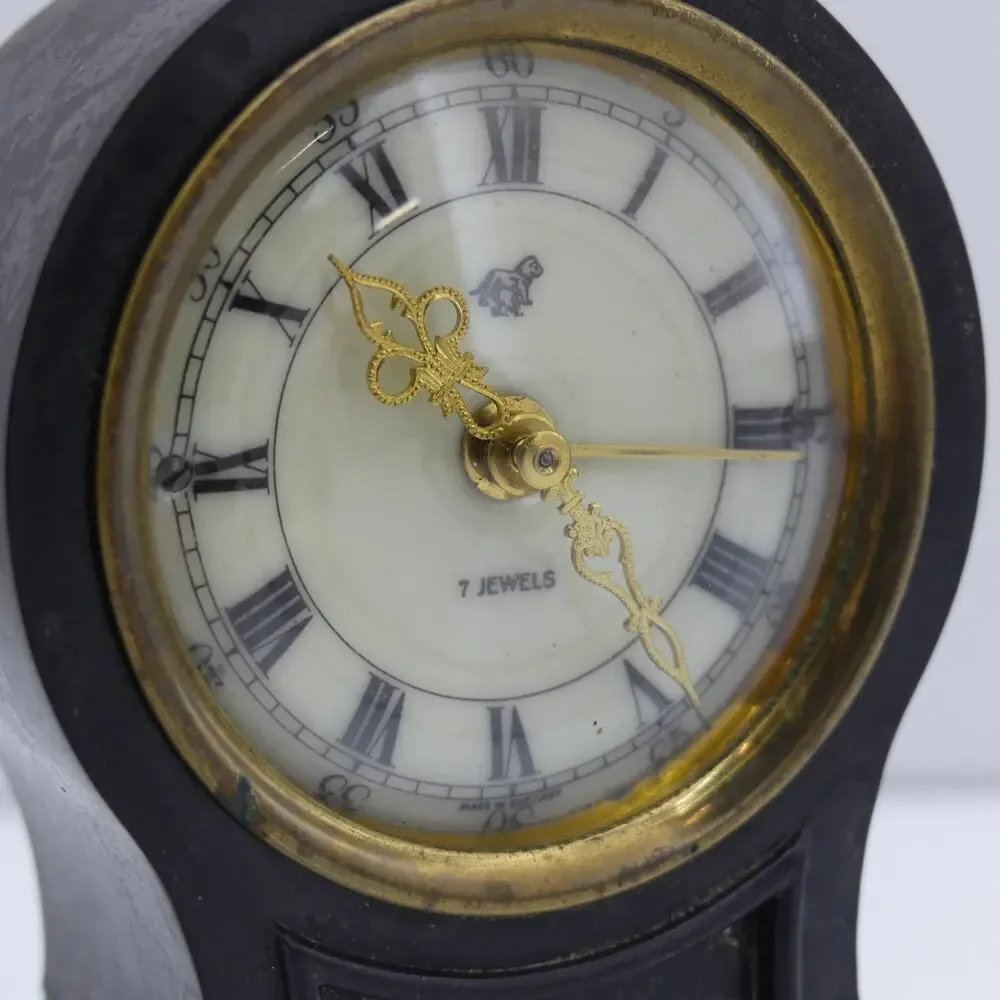 VTG Mid Century Uhrenfabrik Mulheim 7 Jewel Alarm Clock Floral Germany See desc
